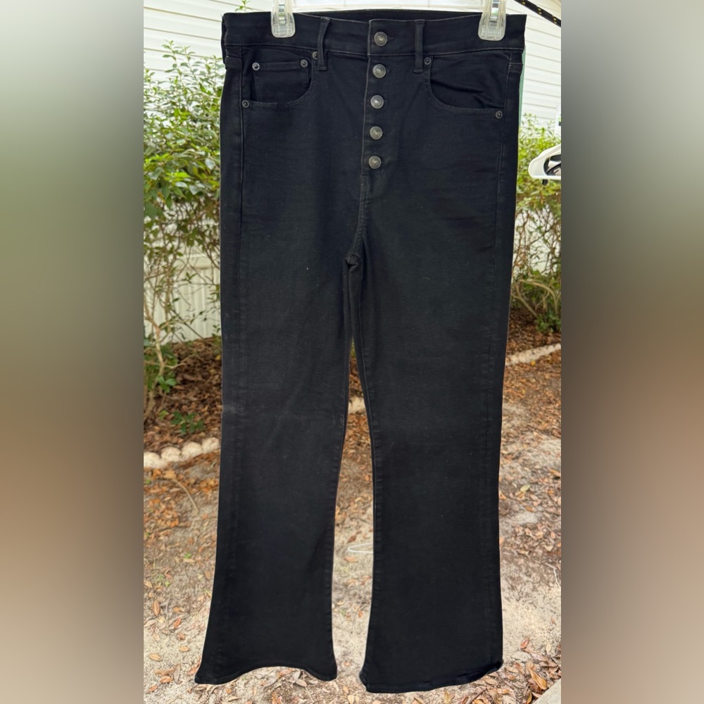 America Eagle black button fly flare jeans - Picture 2 of 6